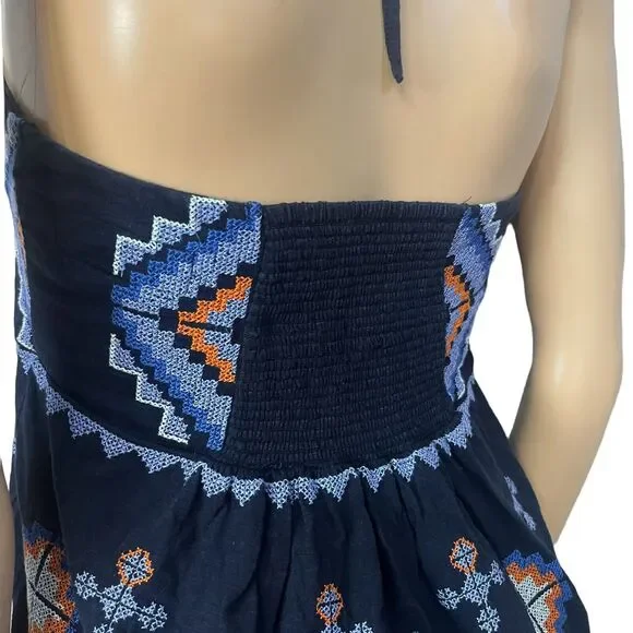 Anthropologie Asha Halter Top Tank Boho Peplum Embroidered - Picture 5 of 8